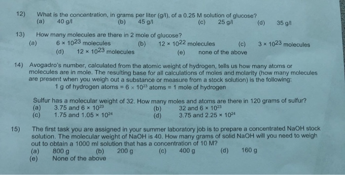 Solved 12 13 What Is The Concentration In Grams Per Li Chegg Com