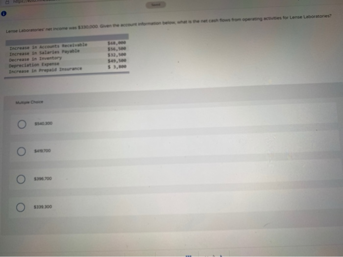 Solved Lense Laboratore net was 330.000 the court