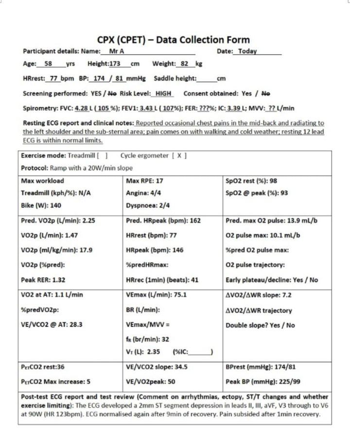 Solved CPX (CPET) - Data Collection Form Participant | Chegg.com