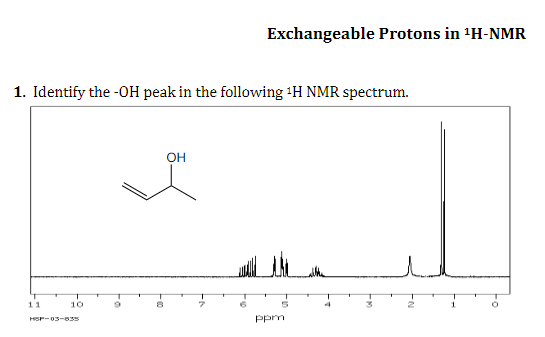 Solved Exchangeable Protons In H-NMR:Identify The -OH ﻿peak | Chegg.com