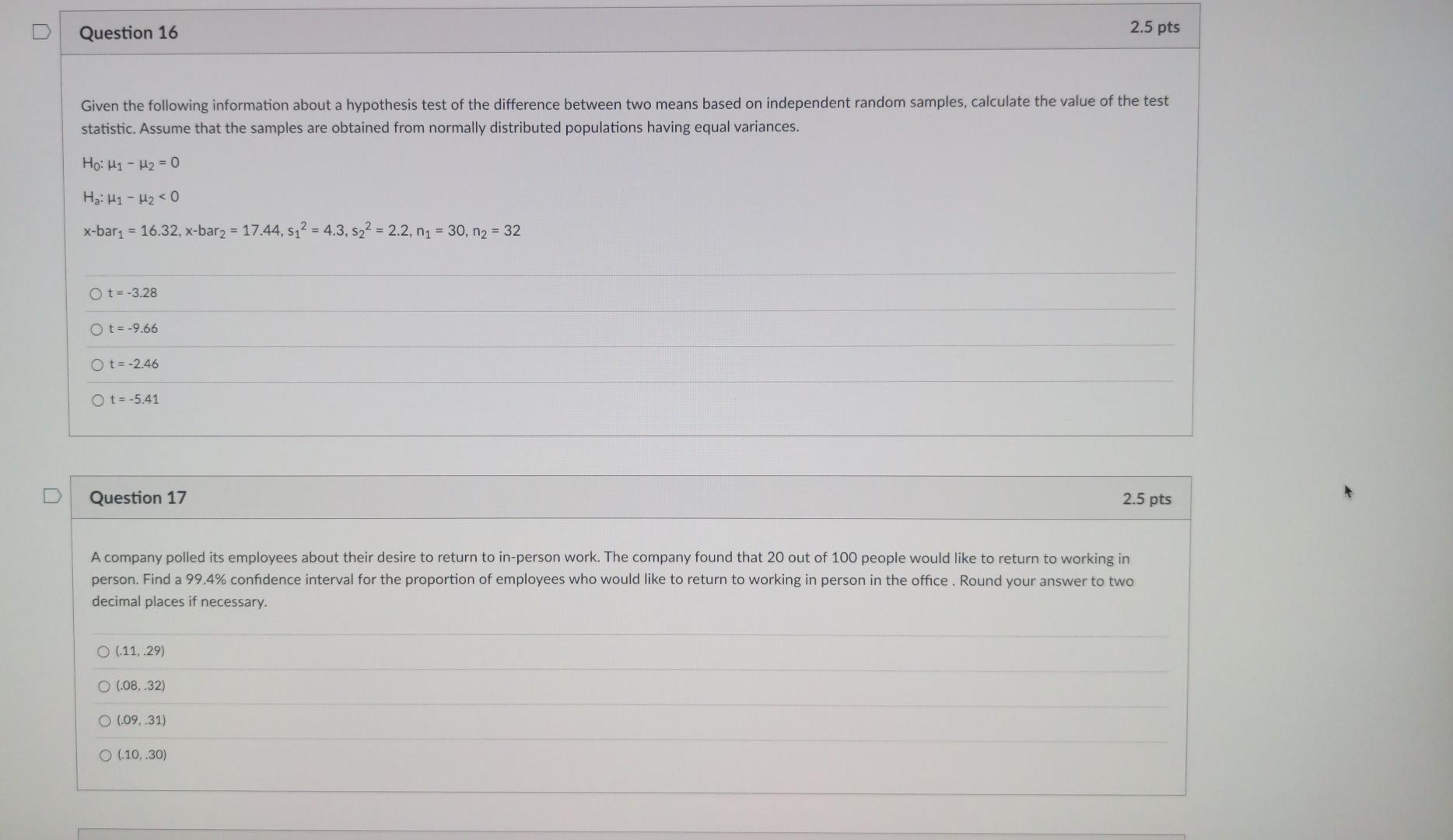 Solved n Question 16 2.5 pts Given the following information | Chegg.com
