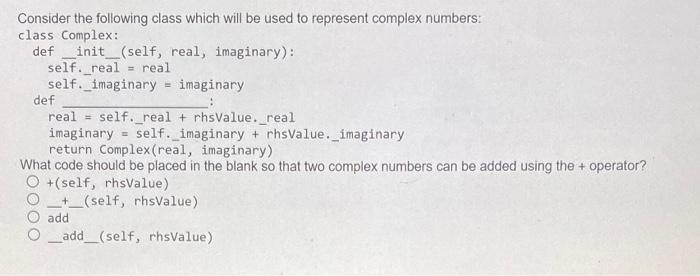 Solved Consider the following class which will be used to | Chegg.com