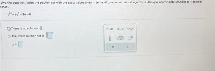Solved Solve the equation. Write the solution set with the | Chegg.com
