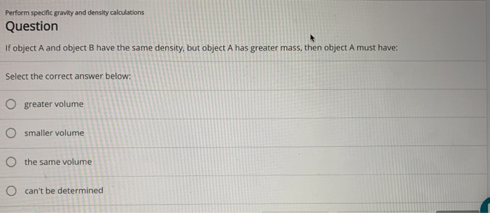 Solved Perform Specific Gravity And Density Calculations Chegg Solved Perform Specific Gravity And Density Calculations Chegg