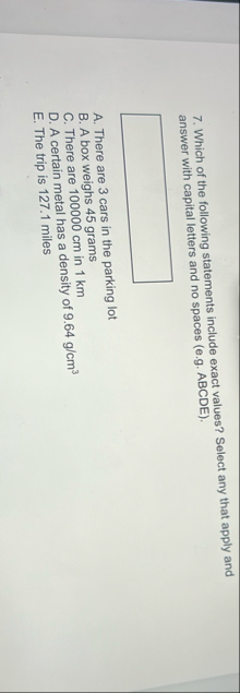 Solved Which of the following statements include exact | Chegg.com