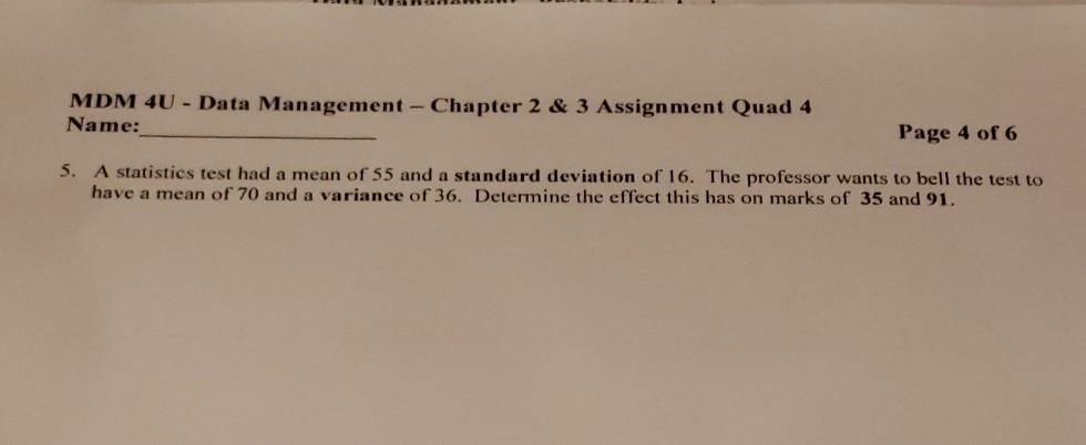 Solved MDM 4U - Data Management - Chapter 2 & 3 Assignment | Chegg.com