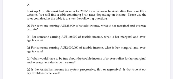 At sige sandheden rør Bliv overrasket Solved 5. Look up Australia's resident tax rates for 2018-19 | Chegg.com