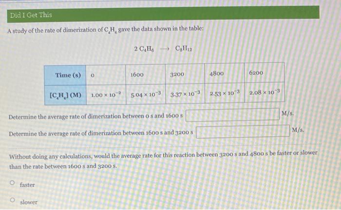 Solved Did I Get This A study of the rate of dimerization of | Chegg.com