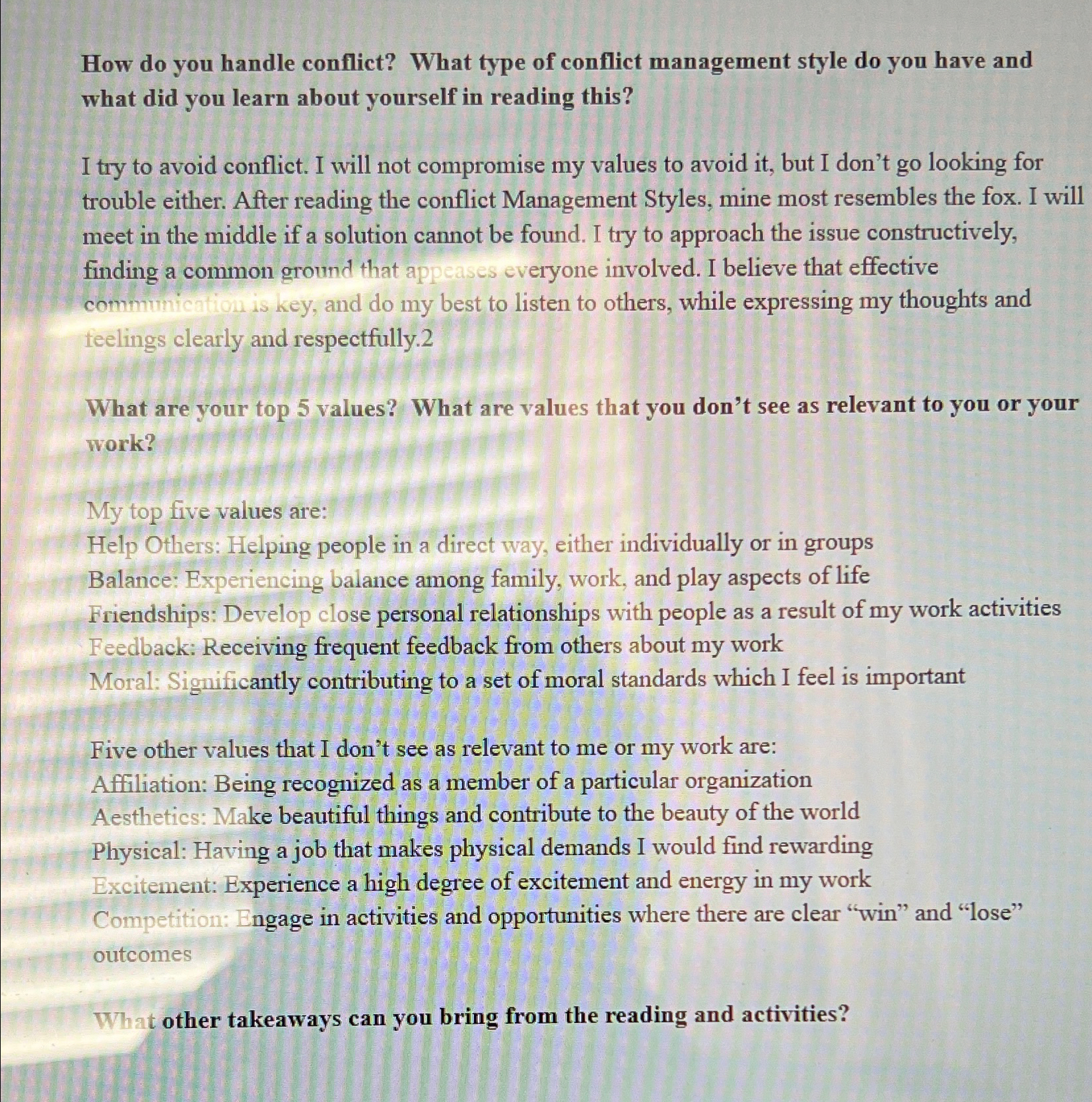 Solved How do you handle conflict? What type of conflict | Chegg.com
