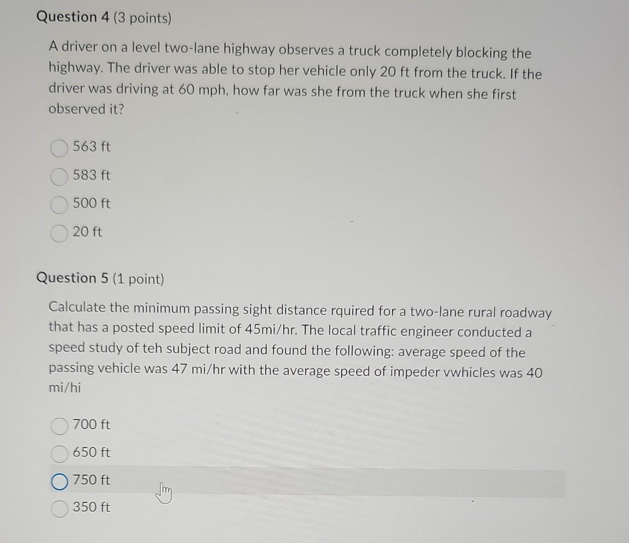 solved-a-driver-on-a-level-two-lane-highway-observes-a-truck-chegg