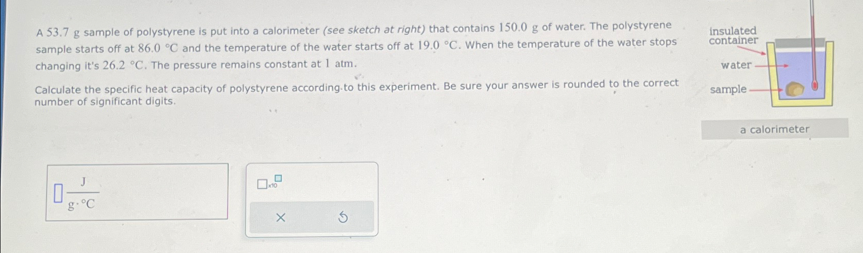 Solved A 53.7g ﻿sample of polystyrene is put into a | Chegg.com