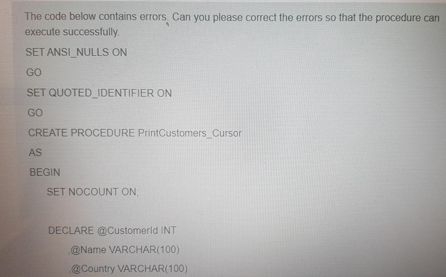 Solved The code below contains errors. Can you please | Chegg.com