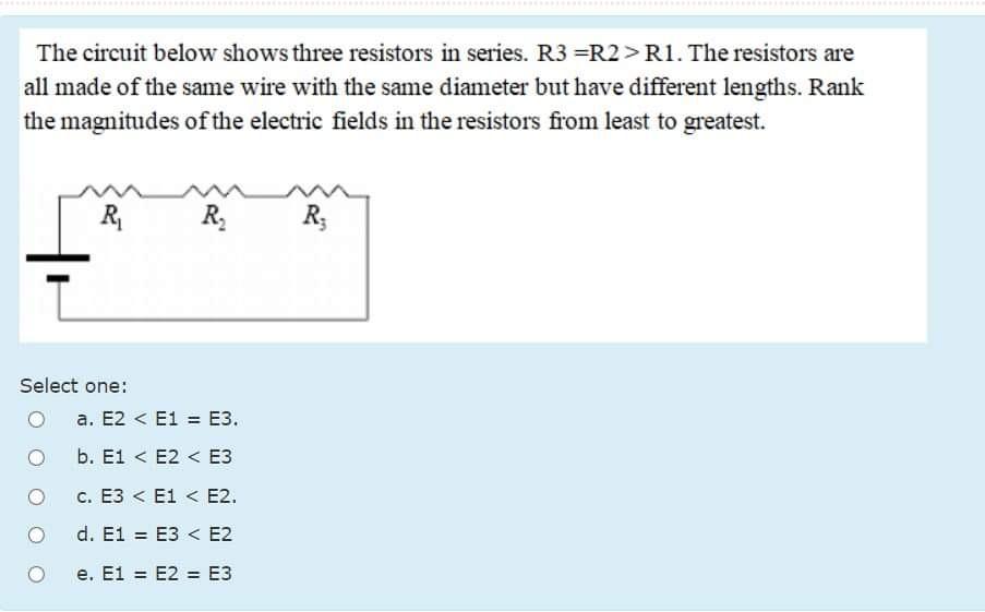 Solved The circuit below shows three resistors in series. R3 | Chegg.com