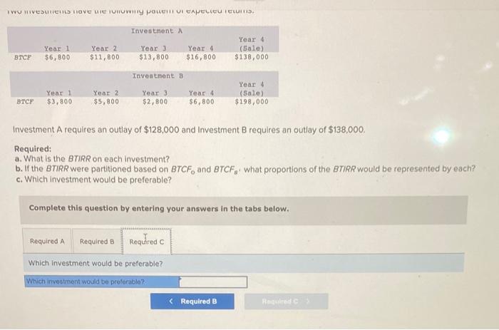 Solved Two Investments Have The Following Pattern Of | Chegg.com