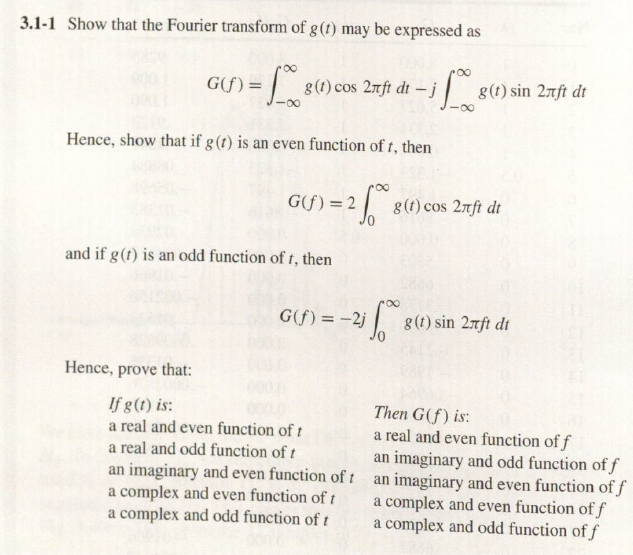 Solved 3.1-1 ﻿Show that the Fourier transform of g(t) ﻿may | Chegg.com