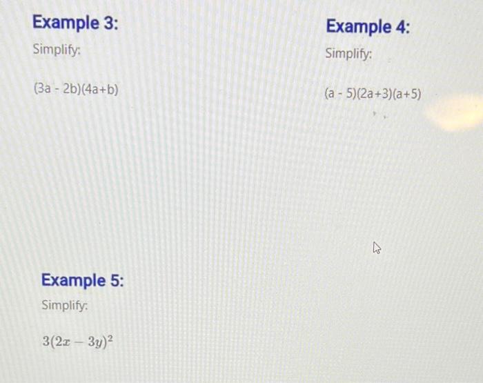 Solved Example 1: Example 2: Simplify: | Chegg.com