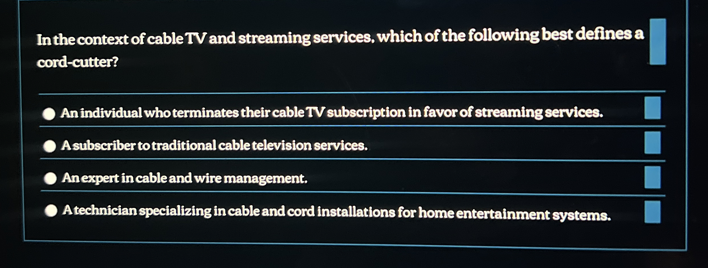 Solved In the context of cable TV and streaming services,
