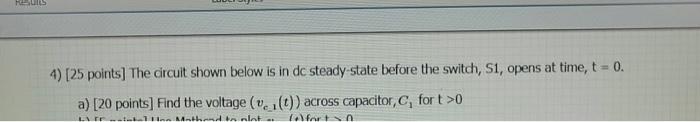 Solved 4) [25 points] The circuit shown below is in dc | Chegg.com