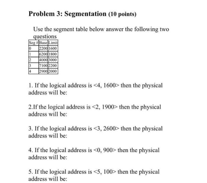 Solved Problem 3: Segmentation (10 points) Use the segment | Chegg.com