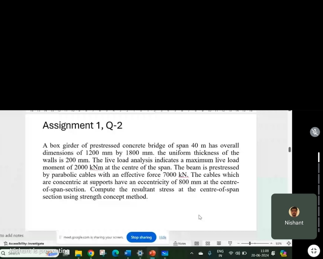 Assignment 1, ﻿Q-2A box girder of prestressed | Chegg.com