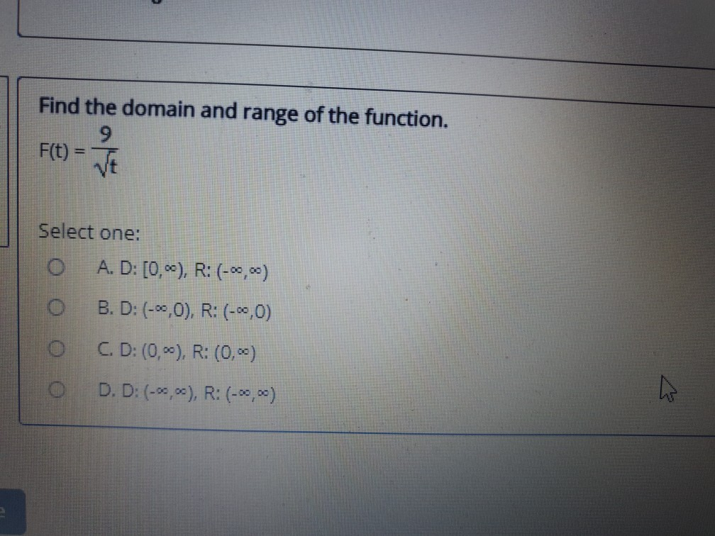 Solved Find The Domain And Range Of The Function 9 F T Chegg Com