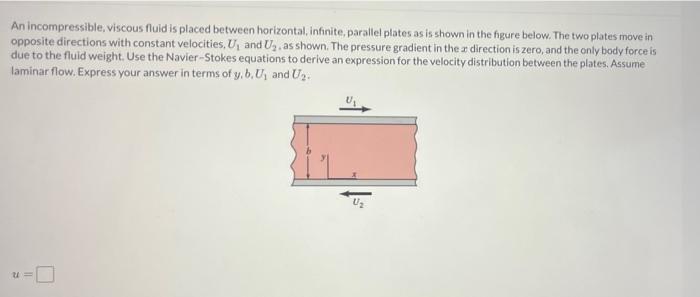 Solved An Incompressible, Viscous Fluid Is Placed Between | Chegg.com