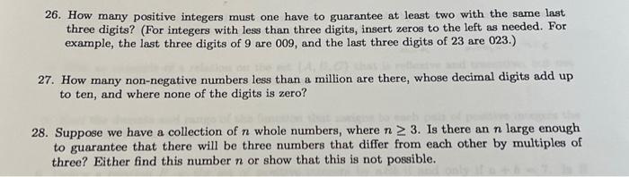 Solved 26. How many positive integers must one have to | Chegg.com
