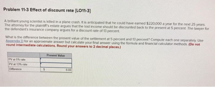 Discount Rate Problem Example Solved Problem 11-3 Effect of discount rate (LO11-3) A | Chegg.com