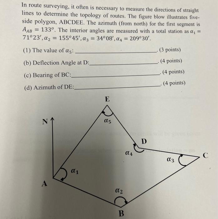 Solved In route surveying, it often is necessary to measure | Chegg.com