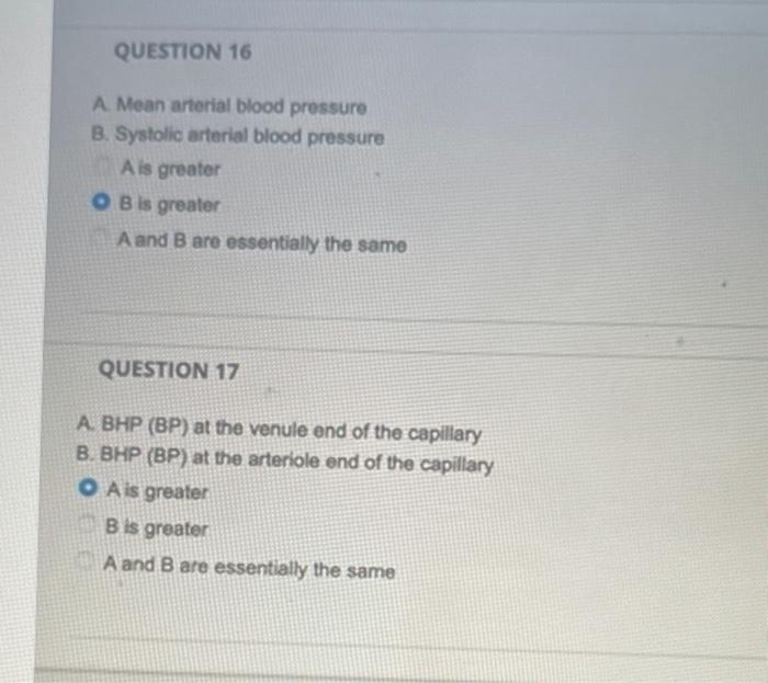 Solved A. Mean Arterial Blood Pressure B. Systolic Arterial | Chegg.com