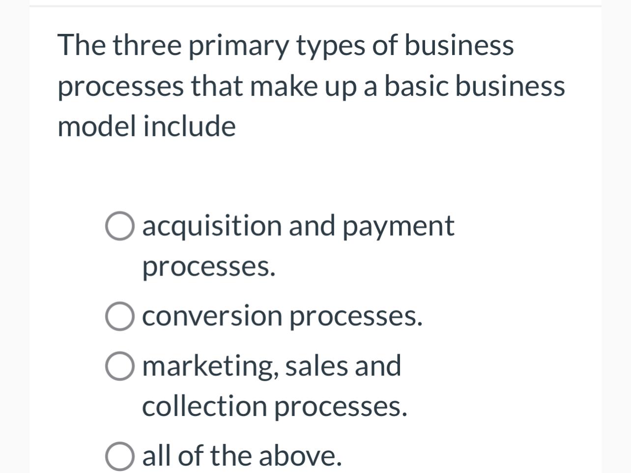 Solved The three primary types of business processes that | Chegg.com