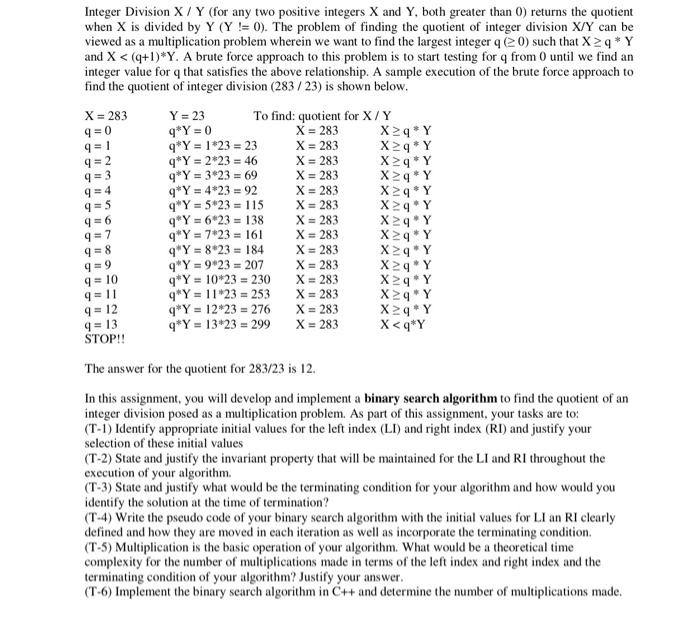 Solved (T-6) Implement The Binary Search Algorithm In C++ | Chegg.com