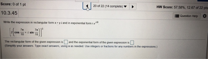 Solved Score: 0 of 1 pt 20 of 22 (14 complete) HW Score: | Chegg.com