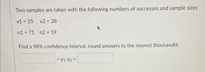 Solved Two samples are taken with the following numbers of | Chegg.com