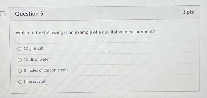 Solved D Question 5 1 pts Which of the following is an | Chegg.com