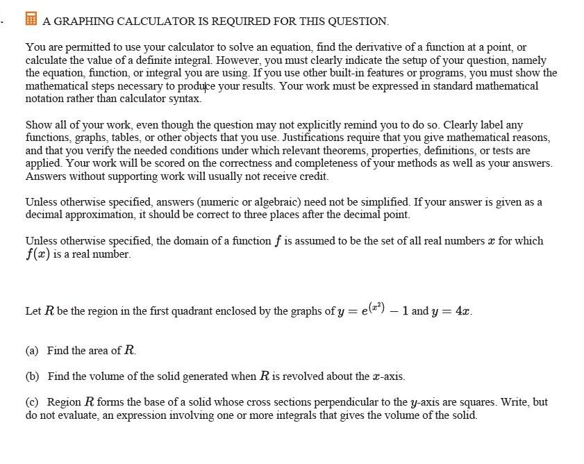 Solved A GRAPHING CALCULATOR IS REQUIRED FOR THIS QUESTION. | Chegg.com