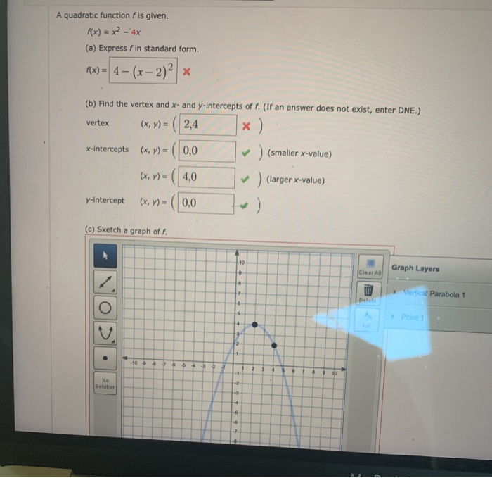 Solved A Quadratic Function F X 2 2x 6 Y 10 1 H Verte Chegg Com