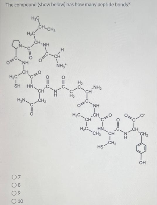 Solved The compound (show below) has how many peptide bonds? | Chegg.com