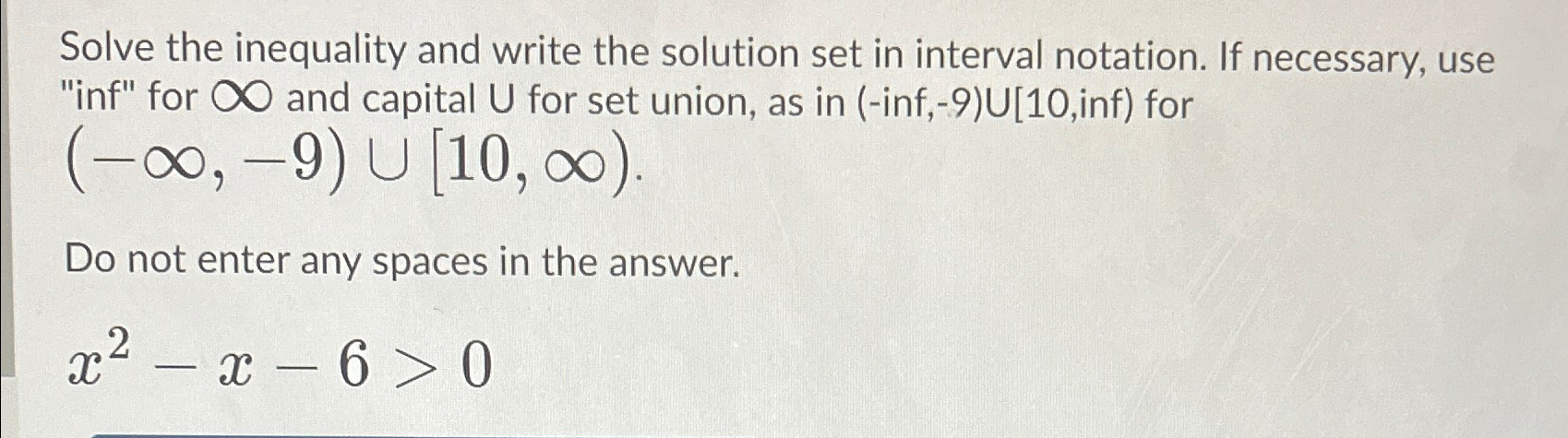Solved Solve the inequality and write the solution set in | Chegg.com