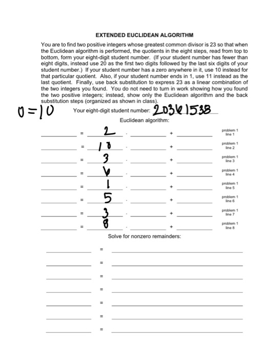 Solved EXTENDED EUCLIDEAN ALGORITHM You are to find two | Chegg.com