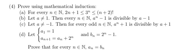 Solved (4) Prove Using Mathematical Induction: (a) For Every | Chegg.com