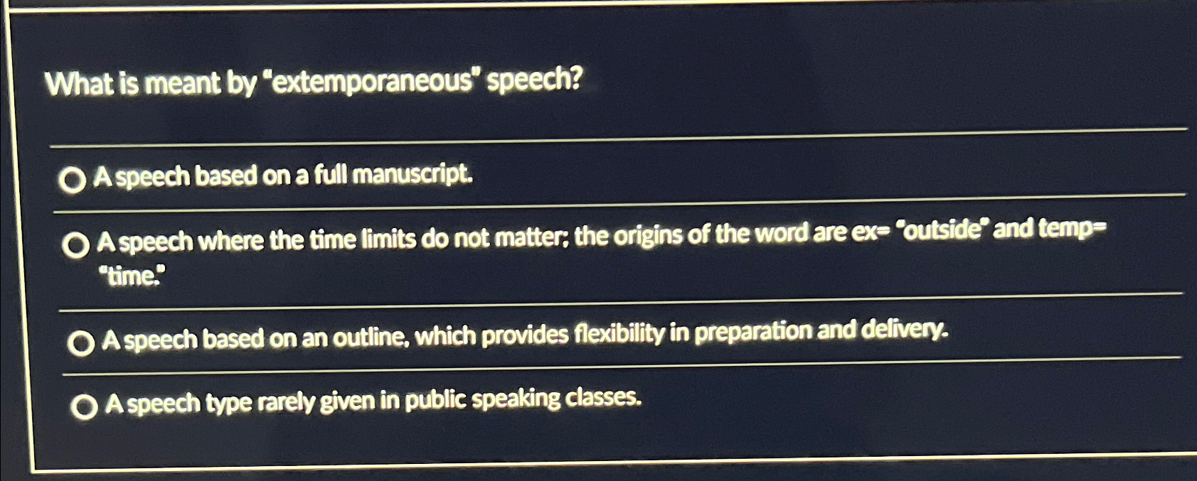 what is meant by extemporaneous speech quizlet