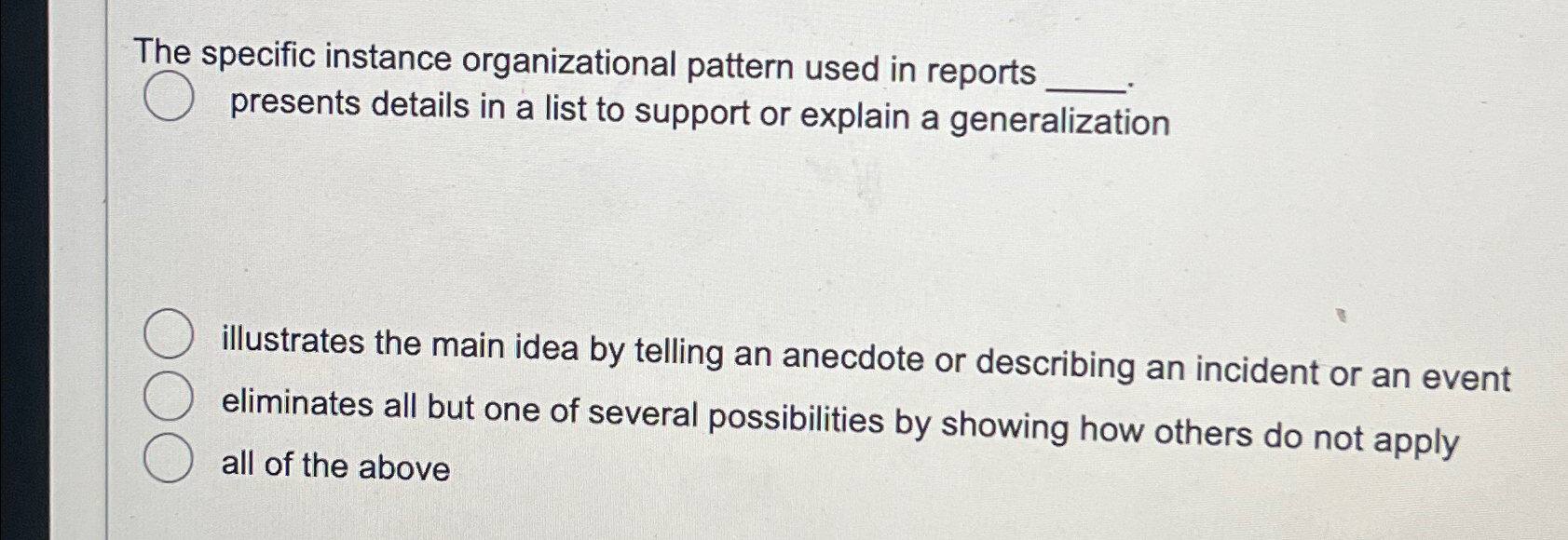 Solved The specific instance organizational pattern used in | Chegg.com