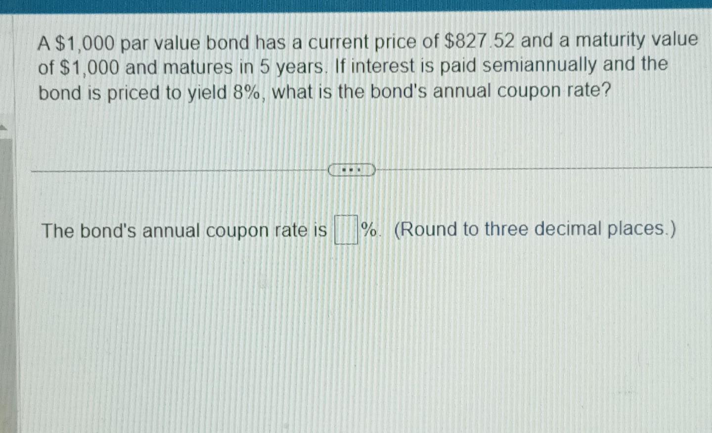 A $1,000 par value bond has a current price of | Chegg.com