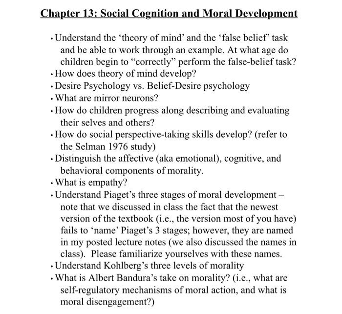 Chapter 13 Social Cognition and Moral Development . Chegg