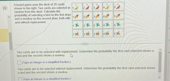 Solved A board game uses the deck of 20 cards shown to the | Chegg.com