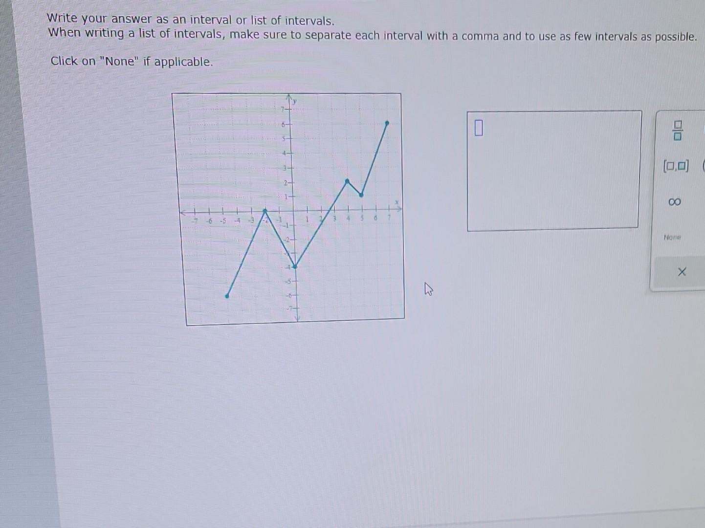 Solved Write your answer as an interval or list of | Chegg.com