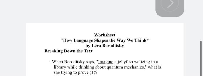 Worksheet "How Language Shapes The Way We Think” By | Chegg.com