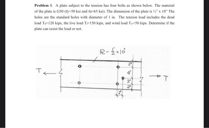 Solved Problem 1. A plate subject to the tension has four | Chegg.com