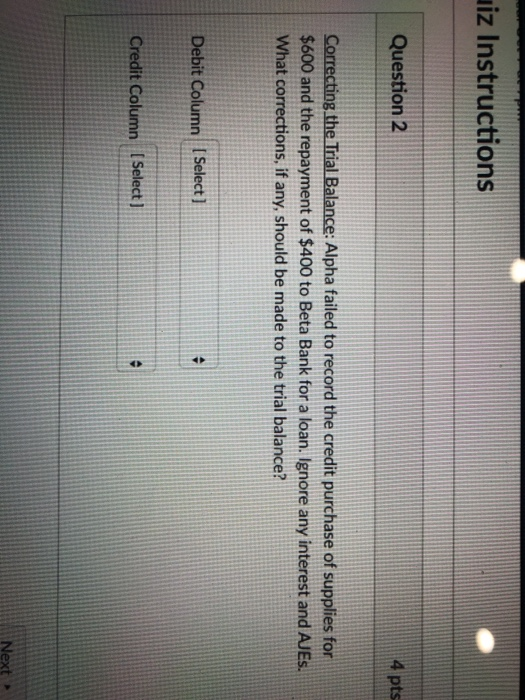 Solved uiz Instructions Question 2 4 pts Correcting the | Chegg.com